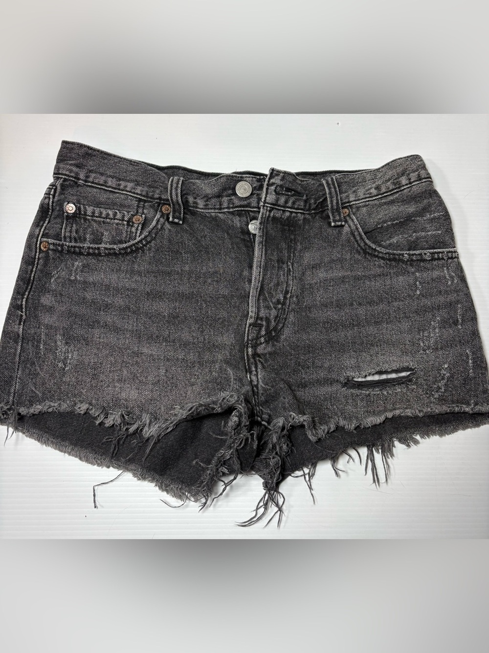 Levi's Black Distressed Cutoff Jean Shorts